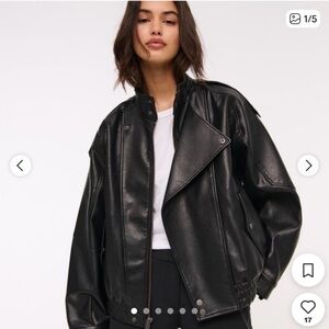 Abercrombie & Fitch Relaxed Mockneck Vegan Leather Bomber Jacket